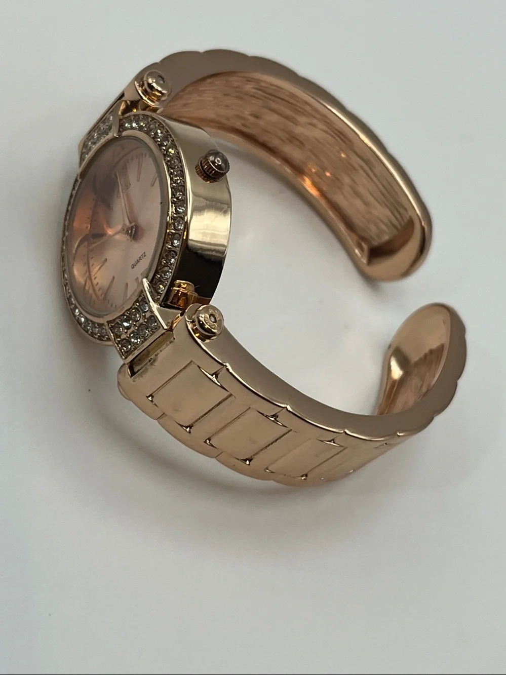 Women's Rose Gold Crystal Accent Cuff Watch